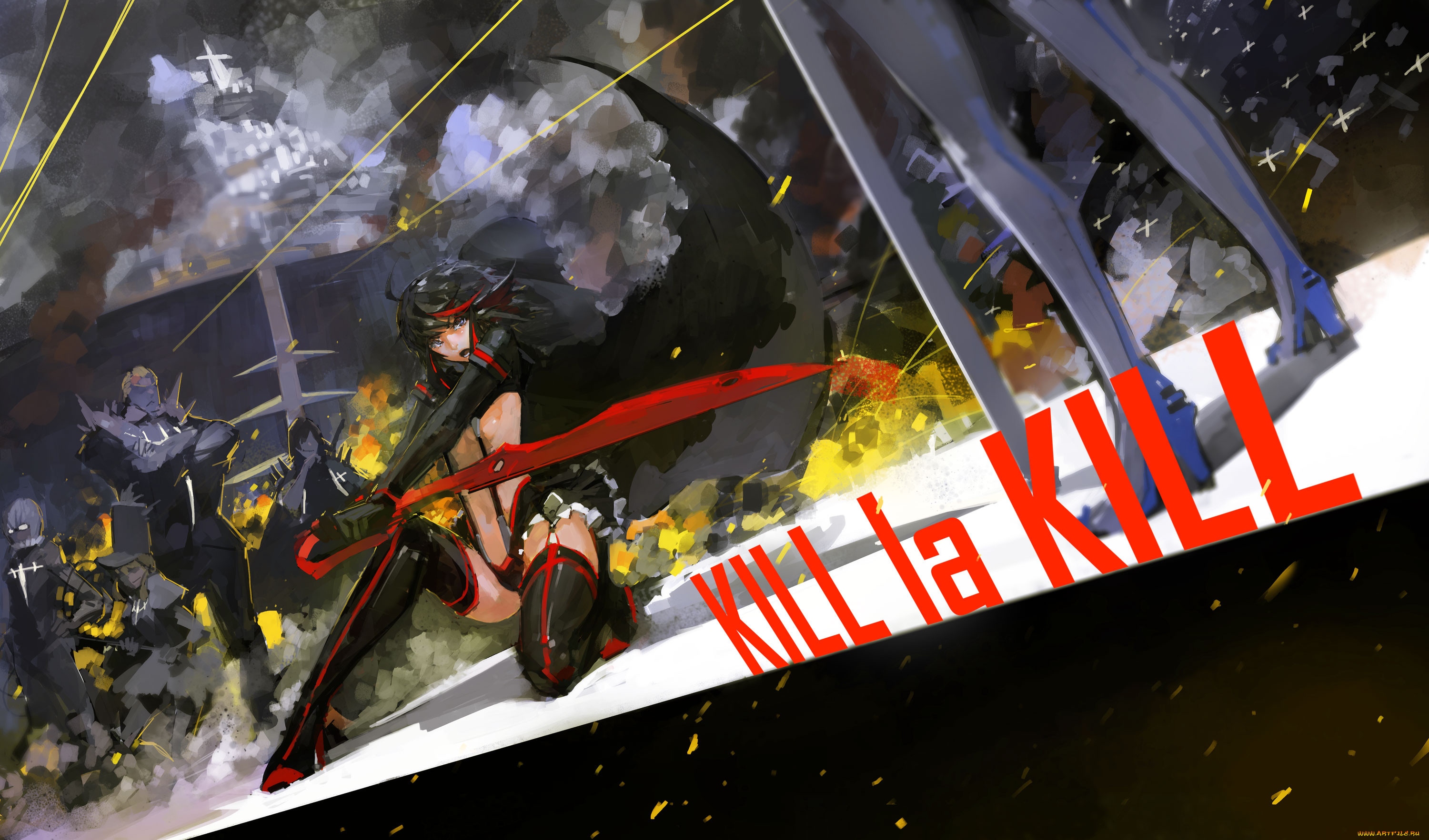 Обои by blueman Аниме Kill la Kill, обои для рабочего стола, фотографии by,  blueman, аниме, kill, la, matoi, ryuuko Обои для рабочего стола, скачать  обои картинки заставки на рабочий стол.